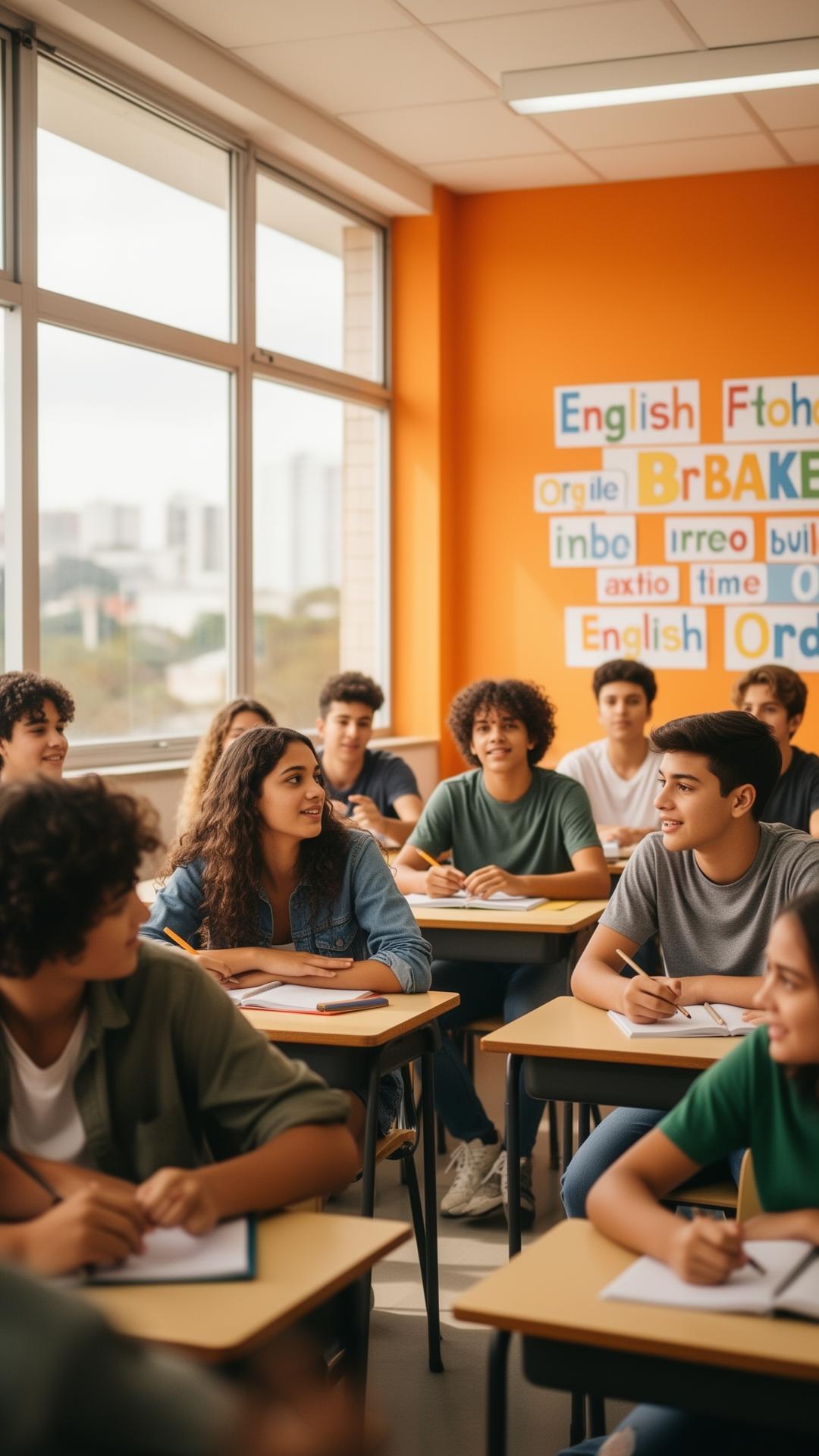 Estudantes da System Idiomas em sala bilíngue
